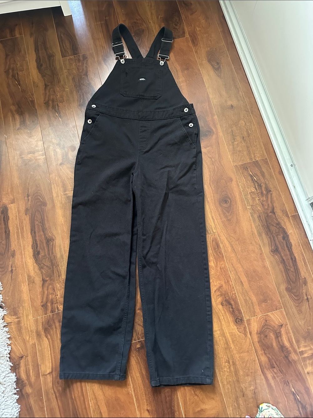 Vans Women's Black Denim Overalls with Adjustable Straps